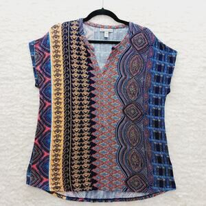 T-Shirt Women Boho Global Bazaar Whimsycore Resort Boho Bold Edgy Vacation Sz L